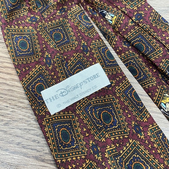 Disney Store Maroon & Tan Pattern Silk Tie - Picture 3 of 4